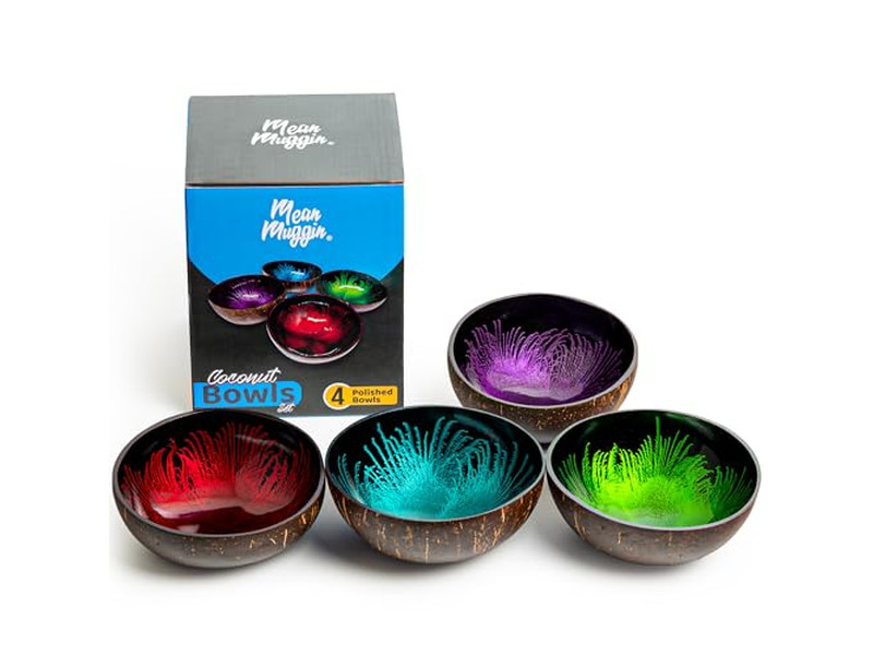 Экологически чистый набор чаш Ручные деревянные чаши Кокос для супа Форма алмаза