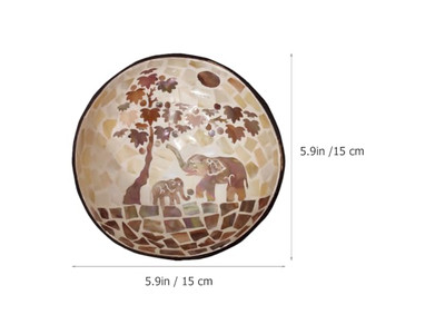 Гравированная кокосовая чаша Кокосовые скорлупы Большой набор для подачи Чаша Держатель Натуральный