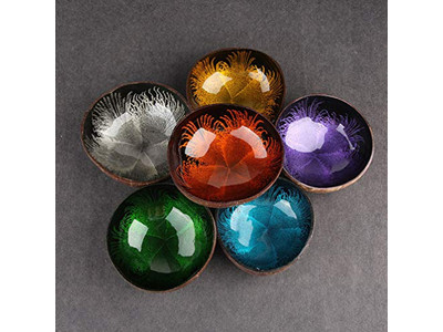 Кокосовая чаша с логотипом, лакированная, австралийская основа, индонезийский ароматный воск