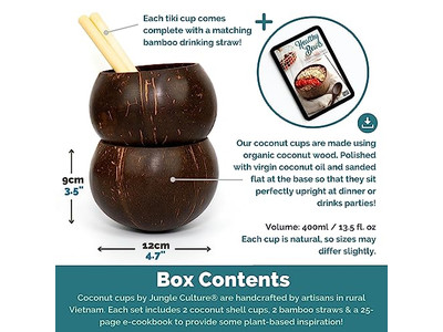 Кокосовая чаша для завтрака, дерево, 20 см, скорлупа с крышкой, органические скорлупы, закусочные чаши