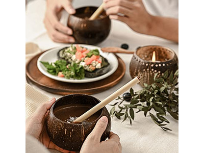 Кокосовая чаша для завтрака, дерево, 20 см, скорлупа с крышкой, органические скорлупы, закусочные чаши